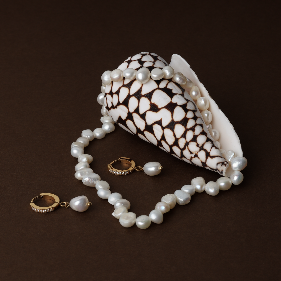 Pendientes de aro con perlas de agua dulce