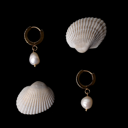 Pendientes de aro con perlas de agua dulce