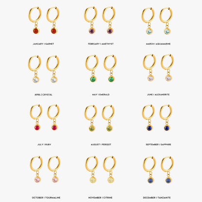 Birthstone Charm Hoops