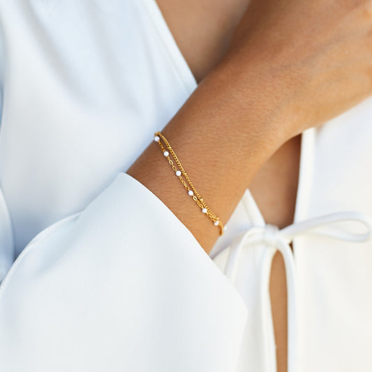 Pulsera de Cuentas Blancas Doble