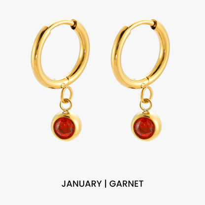Birthstone Charm Hoops