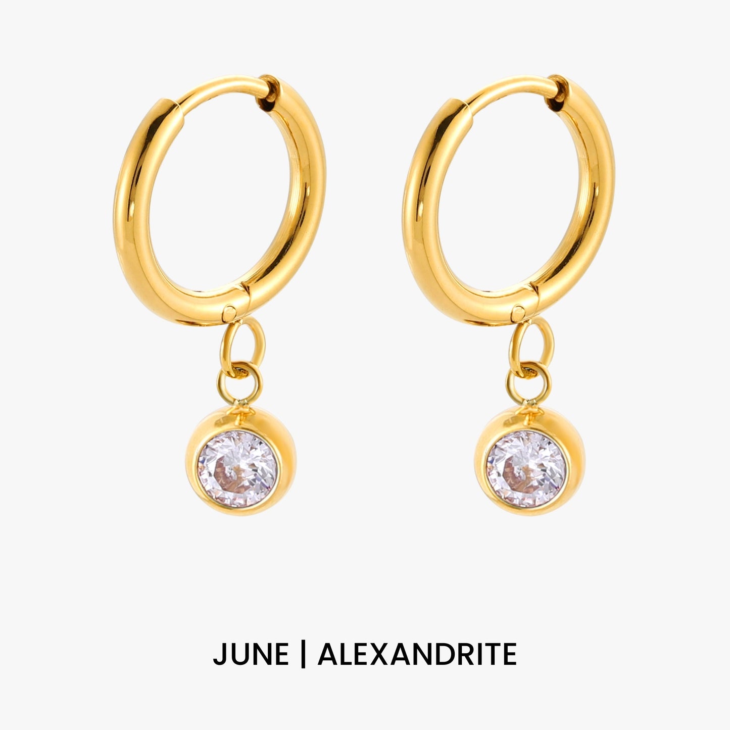 Birthstone Charm Hoops