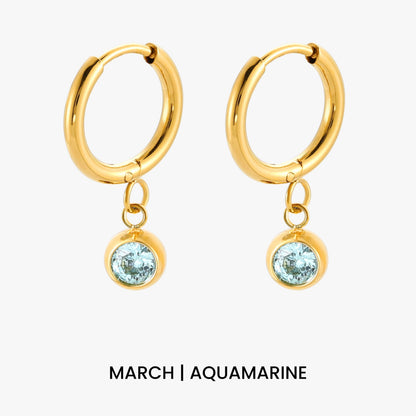 Birthstone Charm Hoops