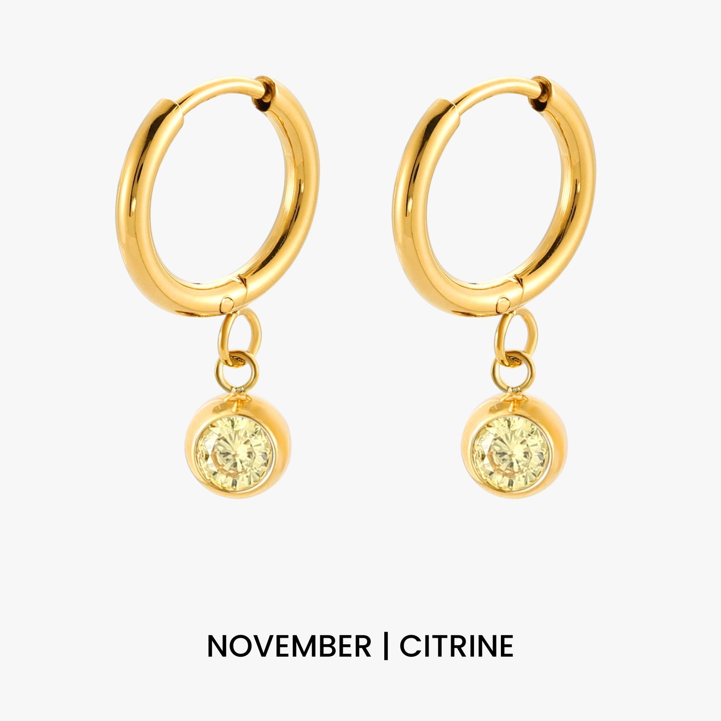 Birthstone Charm Hoops
