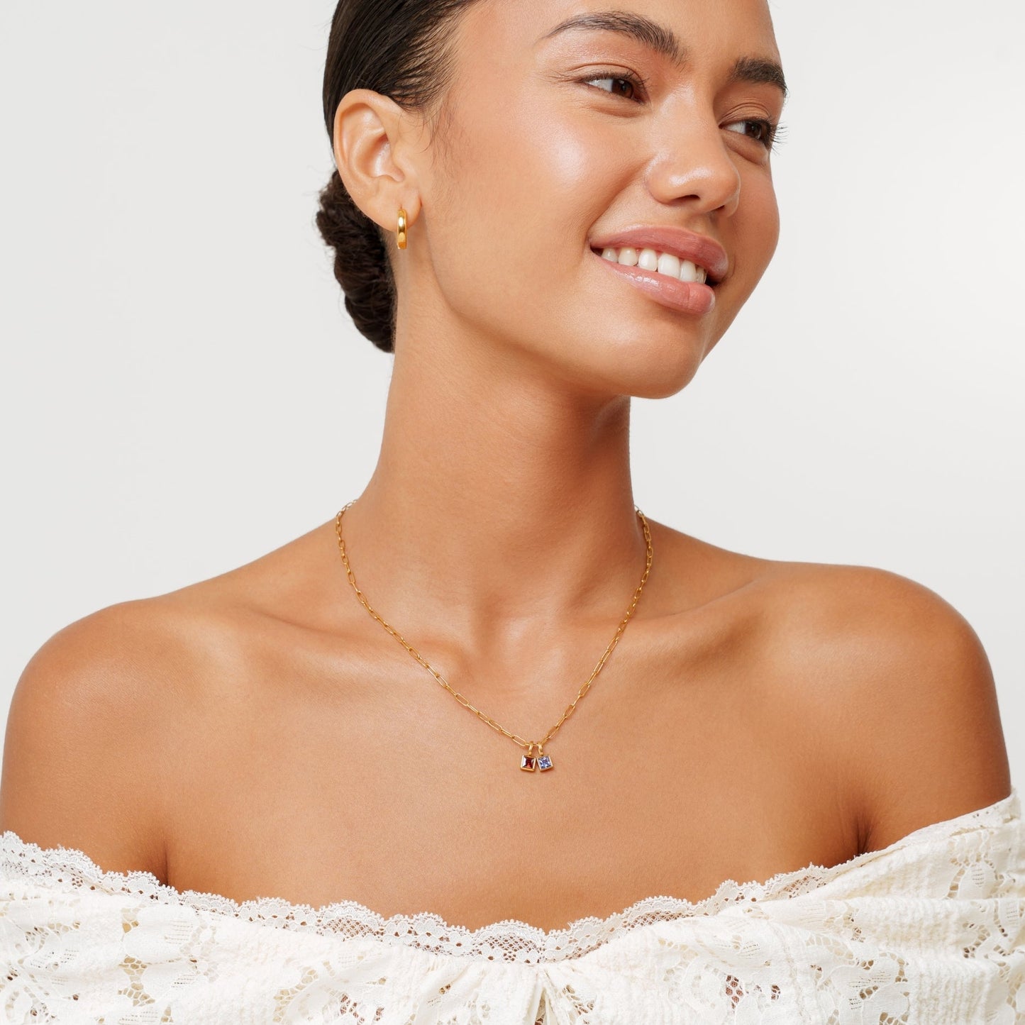 Paperclip Birthstone Necklace