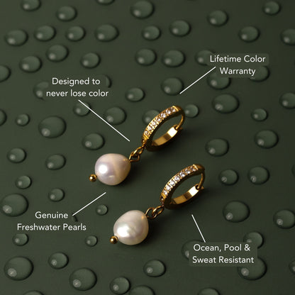 Pendientes de aro con perlas de agua dulce