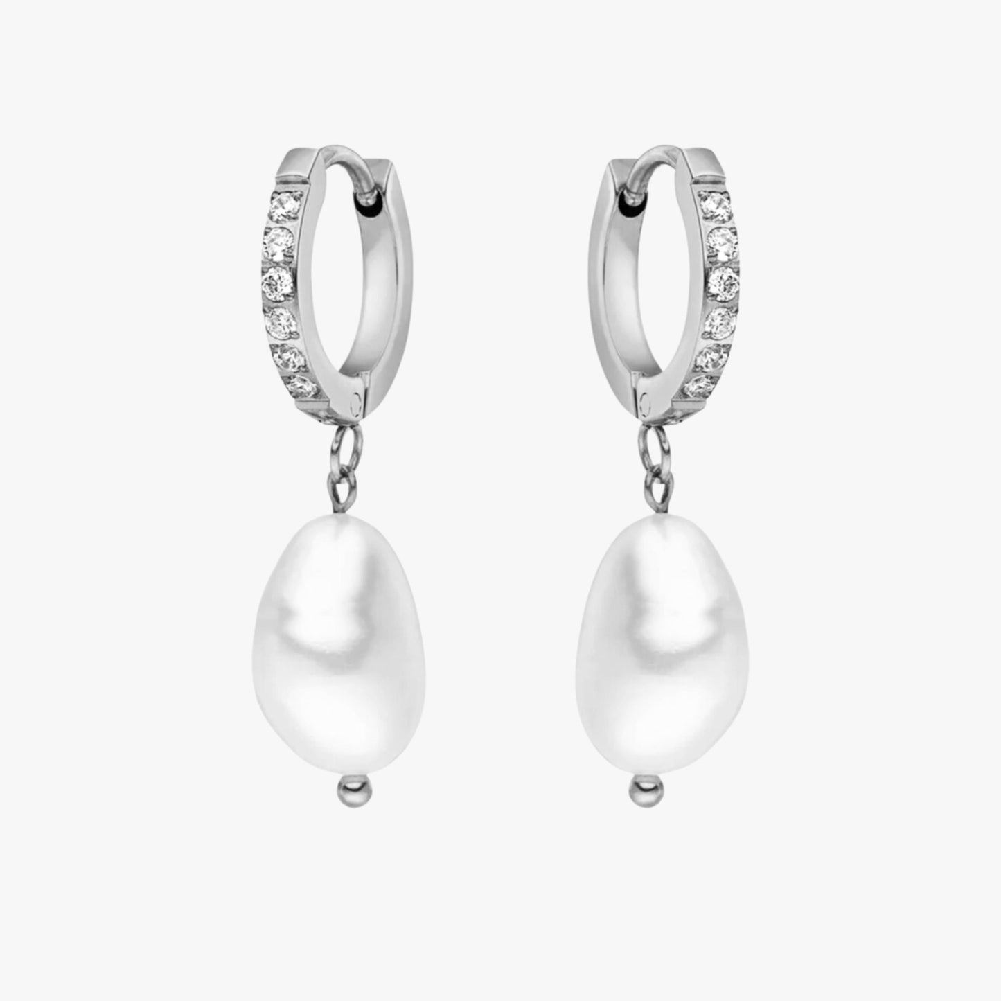 Pendientes de aro con perlas de agua dulce