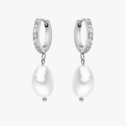 Pendientes de aro con perlas de agua dulce