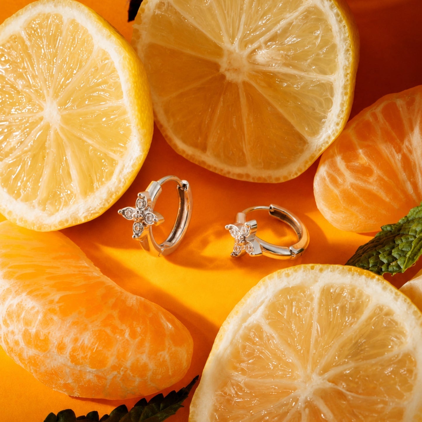 Pendientes de aros de margaritas